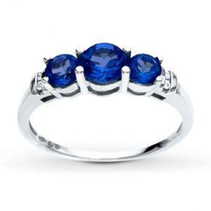 Jared Lab-Created Sapphire Ring Diamond Accents 10K White Gold- Sapphire.jpg